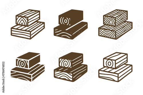 Eco-Friendly Building Icons. Alternative building materials for eco-friendly homes. Icon set. Set Logo of Alternative building materials for eco-friendly
