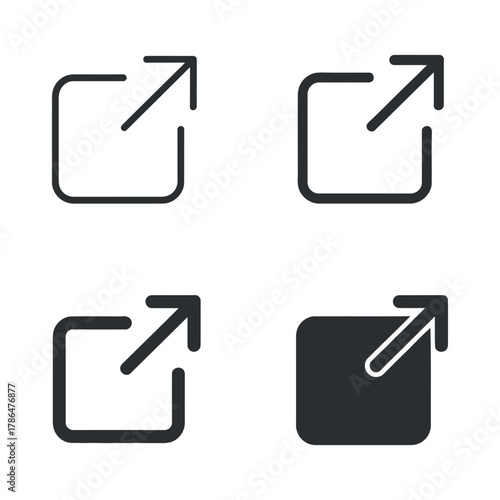 External link icon arrow share document page new tab outline isolated on transparent background vector file