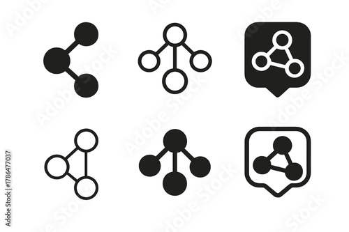Team Tactics Logos. Team performance dashboard. Set Logo of Team performance dashboard: tactics board with connected nodes. harmonious logo variations of the