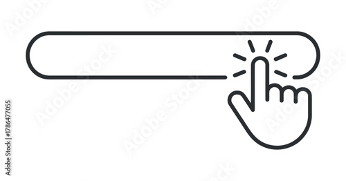 Search bar and hand icon on transparent background showing online search and web browsing for internet access and website navigation