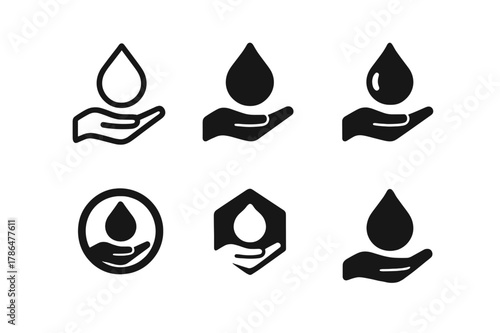 Zero Gravity Logo Set. Zero gravity experiments. Icon set. Set Logo of zero gravity experiments: droplet forming a perfect sphere in microgravity. harmonious