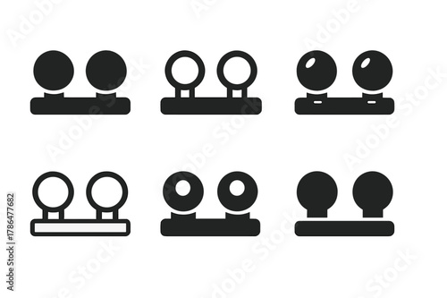 Vanity Light Icons. Vanity light bulb. Icon set. Set Logo of vanity light bulb: classic globe bulb cluster. harmonious logo variations of the same emblematic