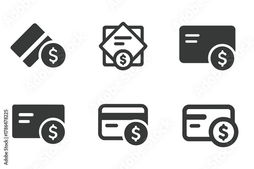 Financial Logo Variations. Financial planning basics. Icon set. Set Logo of Financial planning basics: credit card management. harmonious logo variations of