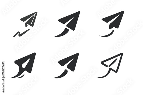 Rising After Setback. Life after a personal failure or disappointment. Icon set. Set Logo of Life after a personal failure or disappointment: paper airplane