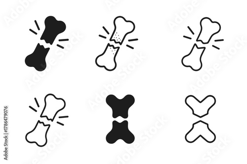 Healing Bones Icons. How bones heal after an injury. Icon set. Set Logo of How bones heal after an injury: stages of inflammation and repair. harmonious logo