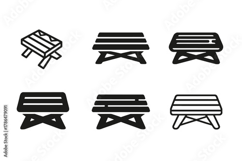 Budget Home Decor Logos. Home decor on a budget. Icon set. Set Logo of Home decor on a budget: upcycled pallet coffee table. harmonious logo variations of the