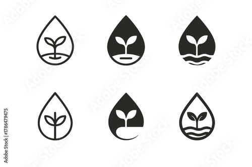 Nature-Inspired Logo Variations. Graphic design trends nature inspired design example. Set Logo of graphic design trends nature inspired design example:
