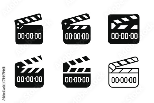 Harmonious Logo Variations. Music video shoots and production. Set Logo of Music video shoots and production: playback slate with timecode. Icon set.