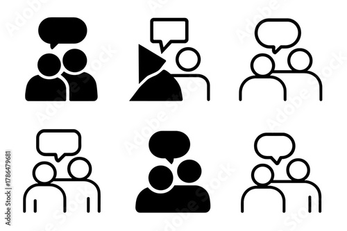 Comforting Shoulder Icons. Offering a shoulder to lean on during a tough situation. Icon set. Set Logo of offering a shoulder to lean on during a tough