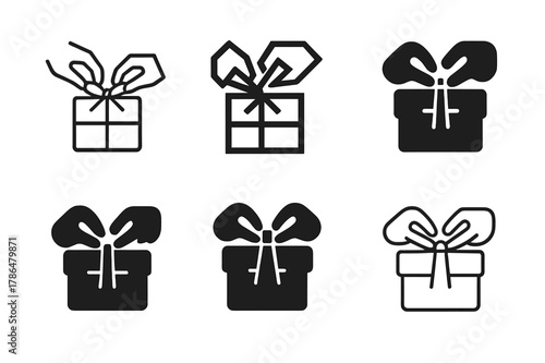Holiday Gift Logos. Wrapping gifts together for holidays. Set Logo of wrapping gifts together for holidays: hands tying ribbon knot. Icon set. harmonious logo