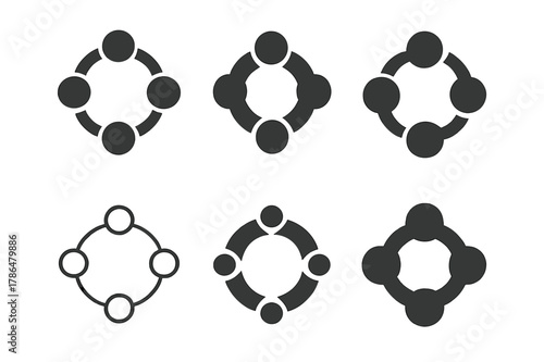 Collaborative Logo Variations. Workplace collaboration. Set Logo of Workplace collaboration: people connected in a circle. Icon set. harmonious logo variations