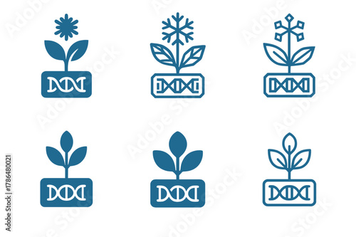Genetic Resilience Icons. Genetic engineering for environmental resilience. Icon set. Set Logo of Genetic engineering for environmental resilience: