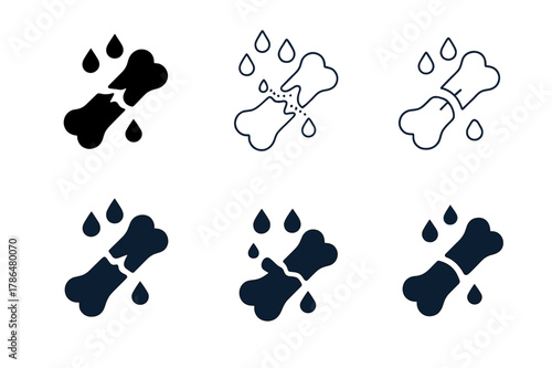 Healing Bones Icons. How bones heal after an injury. Icon set. Set Logo of How bones heal after an injury: stages of inflammation and repair. harmonious logo