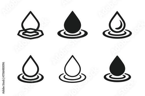 Nature Therapy Logos. Nature-based therapies for mental health. Set Logo of Nature-based therapies for mental health: water droplet forming a calm ripple. Icon