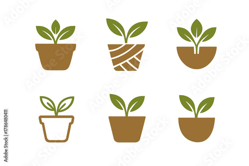 Ecological Logo Variations. Inspirational design with ecology materials trend. Icon set. Set Logo of Inspirational design with ecology materials trend: coconut