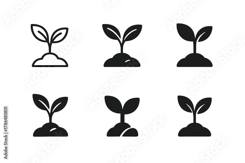 Sustainable Career Icons. Sustainable and ethical careers. Icon set. Set Logo of sustainable and ethical careers: sustainable agriculture sprout. harmonious