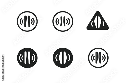 Sound Creation Icons. How sound is made. Icon set. Set Logo of How sound is made: vocal cords vibration symbol. harmonious logo variations of the