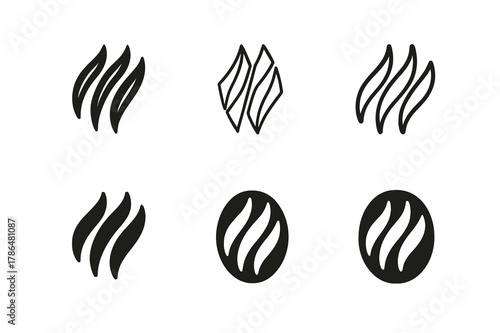Muscle Movement Logos. How muscles move. Icon set. Set Logo of how muscles move: muscle fiber strands. harmonious logo variations of the same emblematic