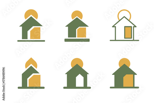 Rural Renewable Energy Logos. Renewable energy in rural areas without technology dependence. Set Logo of renewable energy in rural areas without technology