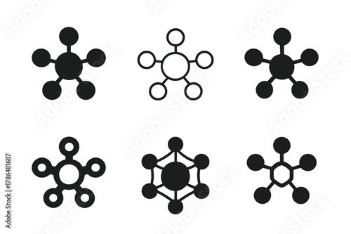 Harmonious Logo Variations. Building rapport. Set Logo of Building rapport: radiating network of connected dots. Icon set. harmonious logo variations of the