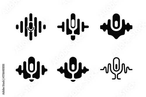 Studio Logo Variations. Recording and producing vocal tracks in the studio. Set Logo of Recording and producing vocal tracks in the studio: vocal frequency