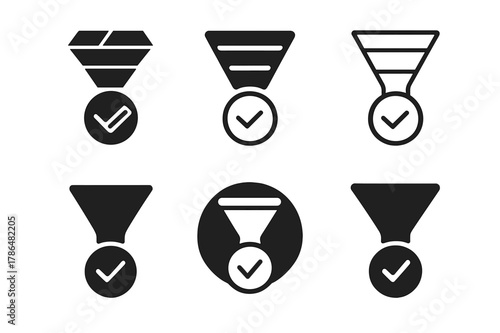 Digital Marketing Logos. Digital and online marketing. Icon set. Set Logo of Digital and online marketing: marketing funnel with conversion