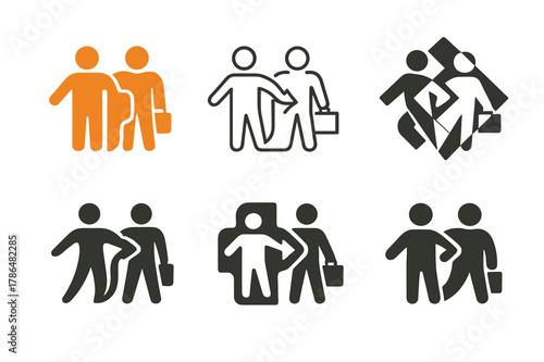 Career Fluidity Logos. Career fluidity. Icon set. Set Logo of career fluidity: adaptive human figure shifting between roles. harmonious logo variations of the