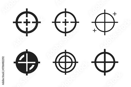 Screen Printing Logos. Screen printing. Set Logo of Screen printing: registration marks crosshair. Icon set. harmonious logo variations of the same emblematic
