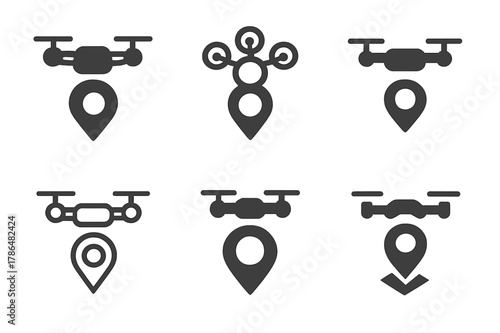 Smart City Logos. smart city technologies. Set Logo of smart city technologies: drone delivery landing pad marker. Icon set. harmonious logo variations of the
