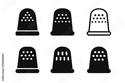 Sewing Icon Variations. Sewing and quilting projects. Set Logo of Sewing and quilting projects: thimble icon. Icon set. harmonious logo variations of the same