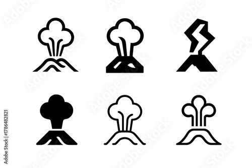 Sustainable Energy Logos. Sustainable energy startups. Icon set. Set Logo of Sustainable energy startups: geothermal steam vent. harmonious logo variations of