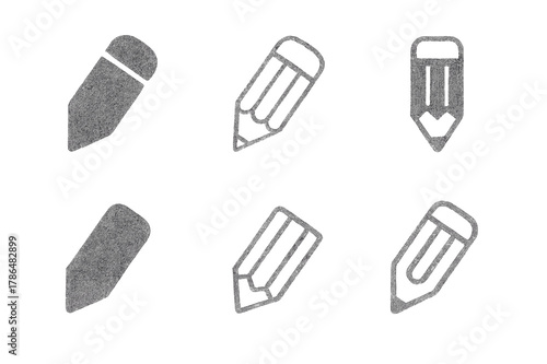 Graphite Logo Array. Creating a pencil sketch for a portrait. Set Logo of graphite pencils: graphite pencil set. Icon set. harmonious logo variations of the