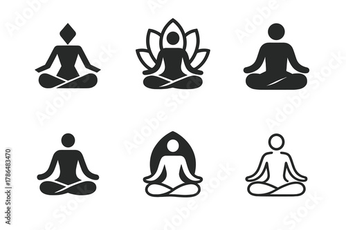 Exercise Logo Variations. The importance of exercise. Set Logo of the importance of exercise: yoga pose figure. Icon set. harmonious logo variations of the