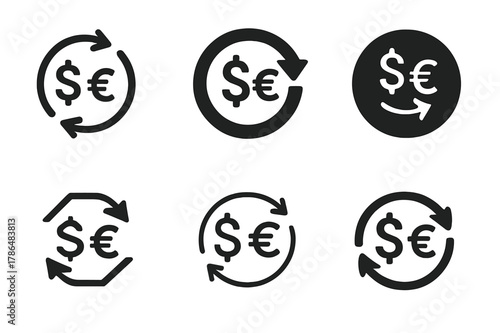 Multinational Logo Variations. Multinational companies. Set Logo of Multinational companies: currency exchange circle. Icon set. harmonious logo variations of