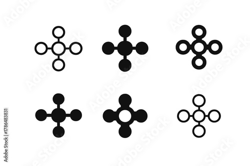 Corporate Logo Variations. Multinational companies. Set Logo of Multinational companies: corporate network nodes. Icon set. harmonious logo variations of the