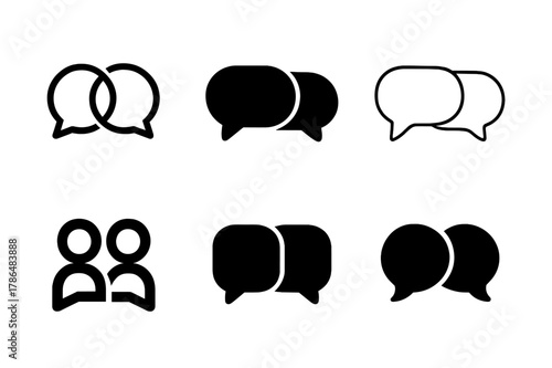Conversational Logo Variations. Content series branding. Set Logo of content series branding: conversation bubble chain. Icon set. harmonious logo variations
