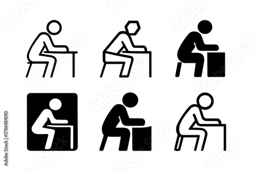 Leadership Icons Collection. Body language in leadership. Icon set. Set Logo of Body language in leadership: forward lean. harmonious logo variations of the