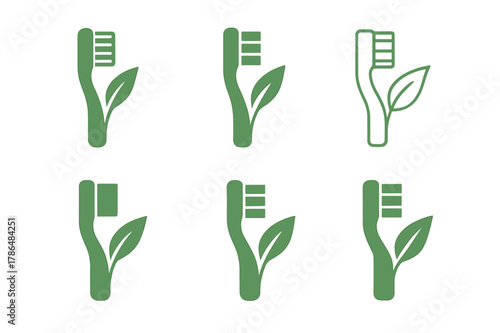Eco-Friendly Logo Designs. Inspirational design with ecology materials trend. Set Logo of Inspirational design with ecology materials trend: bamboo toothbrush