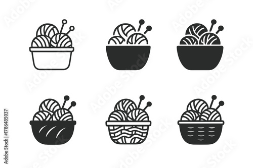 Relaxation Logo Variations. Traditional forms of relaxation like knitting or sewing. Set Logo of Traditional forms of relaxation like knitting or sewing: