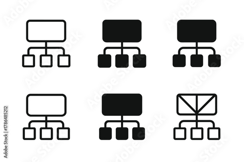 OOP Logo Variations. Object-oriented programming (OOP) chart. Set Logo of OOP: interface linkage map. Icon set. harmonious logo variations of the