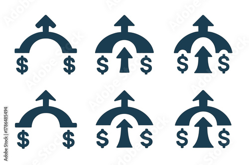 Strategic Turnaround Logos. Business turnaround strategies for struggling companies. Icon set. Set Logo of Business turnaround strategies for struggling