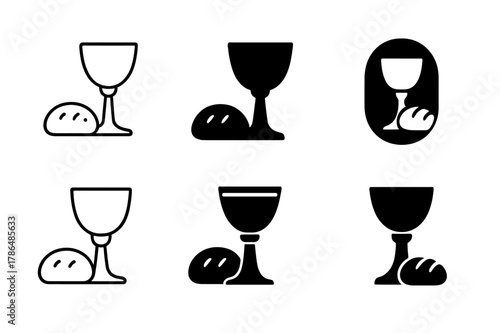 Christianity Emblem Variations. Christianity and its influence on Western culture. Set Logo of Christianity and its influence on Western culture: communion