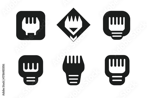 Fade Haircut Logo Variations. Hairstyle step-by-step guide poster. Set Logo of hairstyle step-by-step guide poster: fade haircut clipper guards. Icon set.