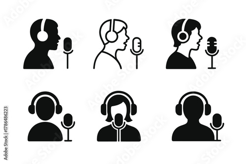 Diverse Vocal Logo Designs. Recording and producing vocal tracks in the studio. Set Logo of Recording and producing vocal tracks in the studio: