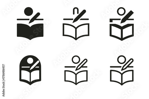 Storytelling Logo Variations. Storytelling Through Design. Icon set. Set Logo of Storytelling Through Design: narrative timeline. harmonious logo variations of