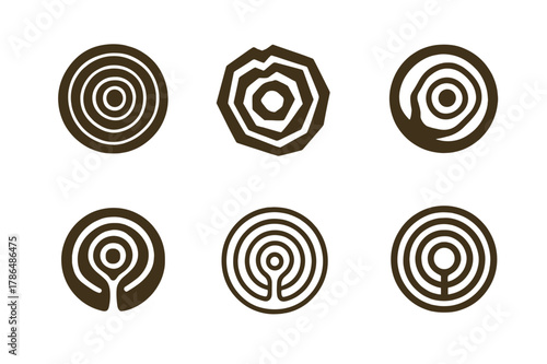 Nature-Inspired Logo Variations. Graphic design trends nature inspired design example. Icon set. Set Logo of Graphic design trends nature inspired design