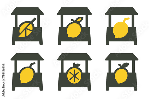 Creative Lemonade Logos. Lemonade stand decor and ideas for kids. Set Logo of lemonade stand decor and ideas for kids: chalkboard menu board with lemon accent.