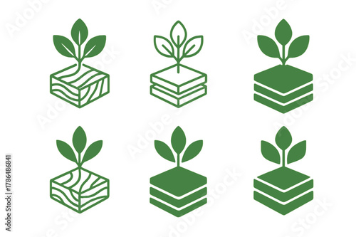 Eco Logo Variations. Inspirational design with ecology materials trend. Icon set. Set Logo of Inspirational design with ecology materials trend: bio-based