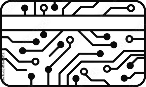 Illustration of a credit card with circuit board design