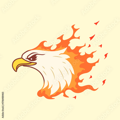 Fiery Hawk Flying with Flame Body